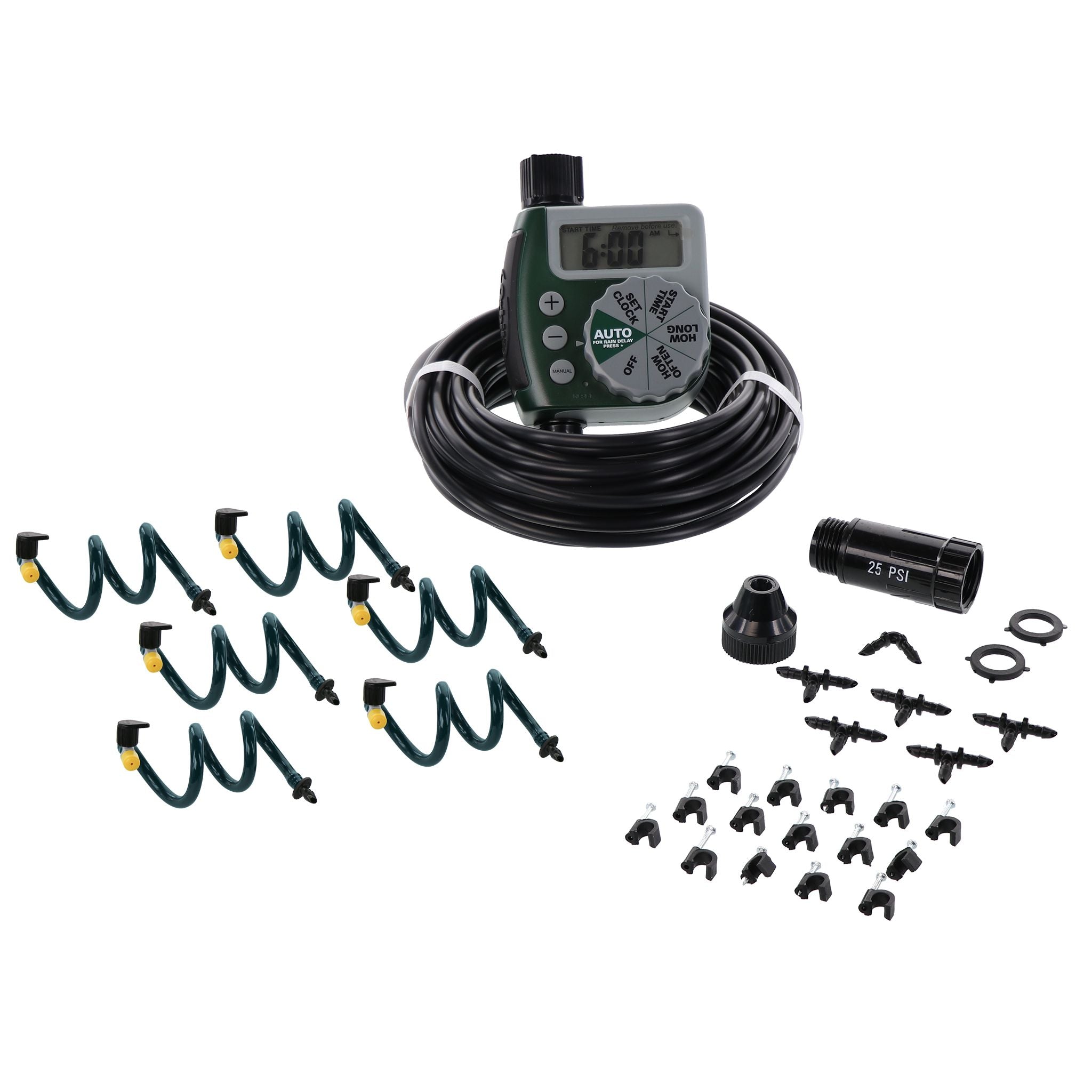 Hanging Basket Drip Irrigation Watering Kit with 1-Outlet Digital