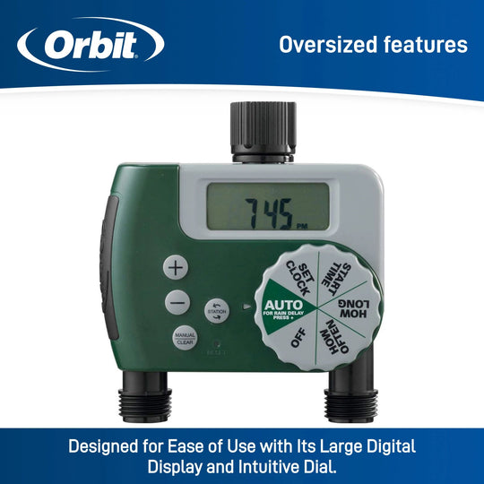 Digital 2 Outlet Hose Faucet Timer