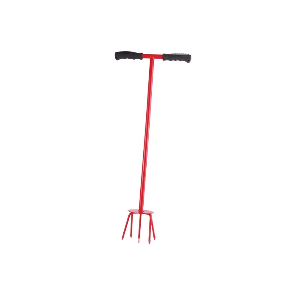 Red and black bond easy cultivator with cushioned foam handle grips. 