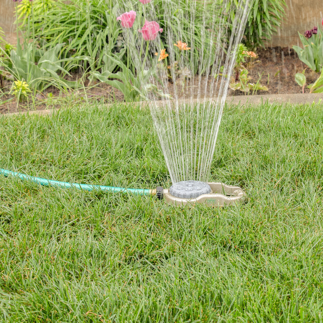 Metal 8-Pattern Lawn Sprinkler on Weighted Base