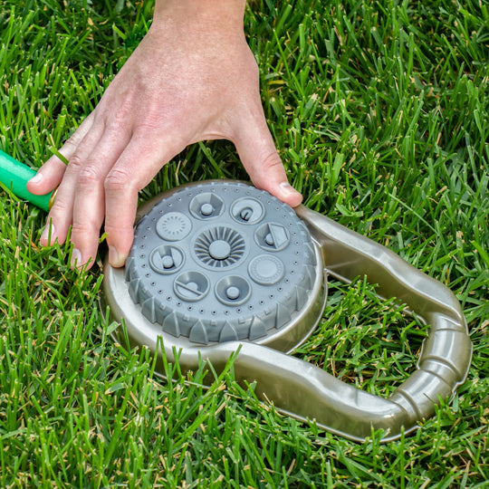 Metal 8-Pattern Lawn Sprinkler on Weighted Base