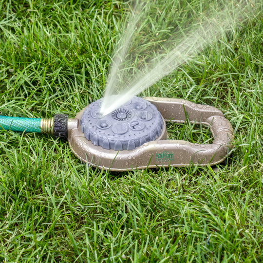 Metal 8-Pattern Lawn Sprinkler on Weighted Base