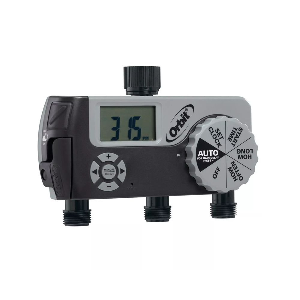 3 Outlet Hose Faucet Timer (2 Digital/1 Manual)